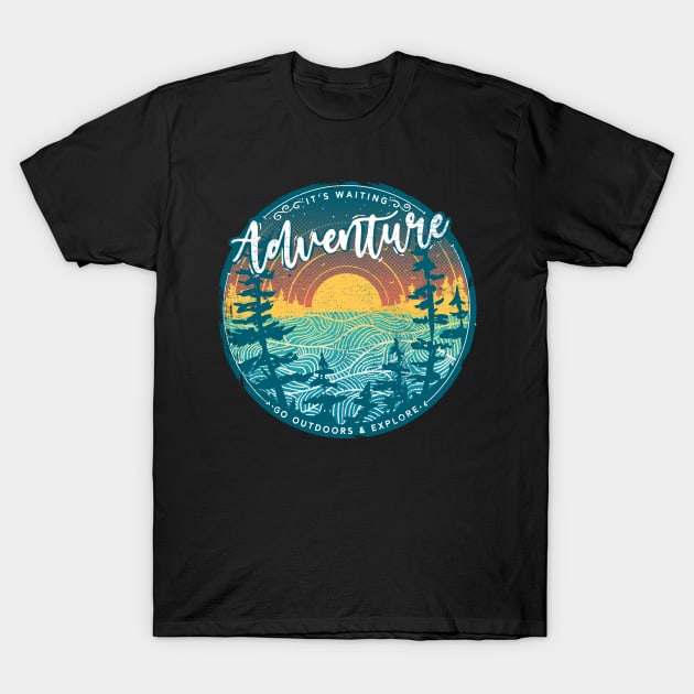 Adventure vinyl sunset T-Shirt by Norse Dog Studio